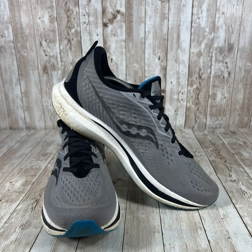 Saucony Performance Running Shoes Athletic Sneakers Gray Black Blue PWR‎ Run